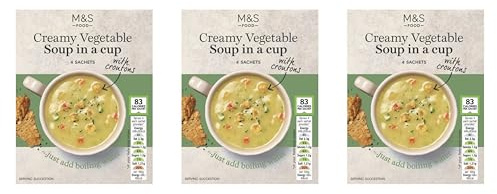 M&S Instant Creamy Vegetable Soup in a Cup Mix With Croutons 4 Sachet, Vegetarian Pack of 3x