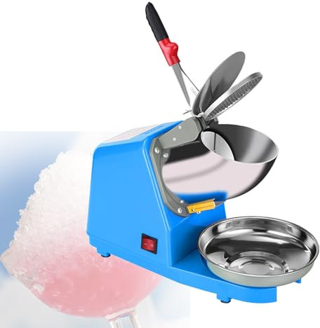 Broyeur à Glace éLectrique, Broyeur à Glace En Acier Inoxydable, Machine à Raser La Glace Domestique Et Commerciale, Broyeur à Glace à Double Lame, Pour CrèMe GlacéE, Smoothies,Blue
