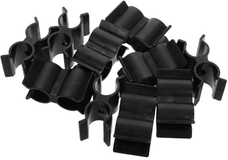 Toyvian 10 Abrazaderas de Tubo Negro de Nylon de Doble Puerto, Clips Robustos de Fuerte Sujeción para Accesorios de Estantes y Tuberías