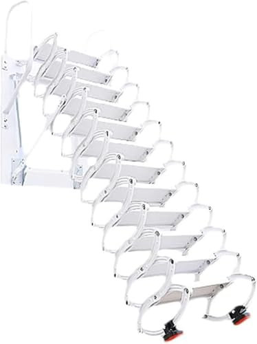 Scala telescopica pieghevole in metallo con accessori – Scala mansardata manuale da parete, design salvaspazio con vite fissa per un facile accesso alla soffitta