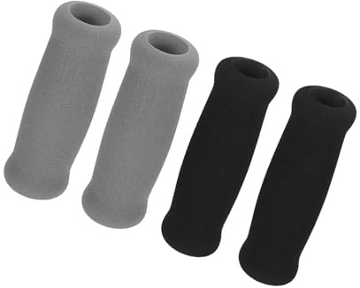 TUKEVA 4 Pcs Cuscinetti Di Ricambio Per Impugnature Copri maniglia per ausilio alla deambulazione impugnatura di ricambio per stampella Copertura Della Maniglia Della Stampella (Nero e Grigio 19 mm)