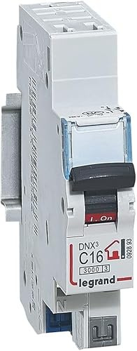 LEGRAND - Disjoncteur Phase + Neutre 230V DNX³ - Pouvoir de Coupure 3000A - 16A Courbe C - Bornes automatiques - 1 Module - Fabriqué En France (Lot de 8)