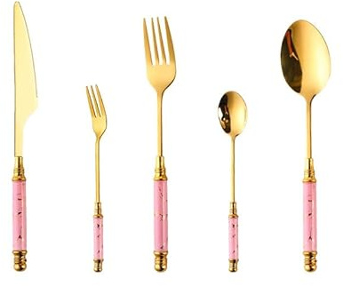 CVNIMV Set di Posate da tavola in Ceramica e Acciaio Inossidabile, Set di Posate da Cucina, Servizio di Accessori per 6 Persone, 30 Pezzi