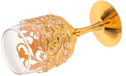 DINHEAROM Copa De Vino De Metal Copas De Vino Pequeñas Taza De Licor Hogar Patrón Grabado Para Cocteles