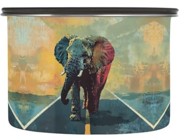 Quteprint Stainless Steel Coffee Storage Containers with Airtight Lid, African Animal Elephant 30oz Food Storage Container Kitchen Canister for Tea, Coffee Beans, Ground, Sugar Storage