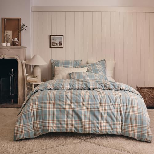 Housse de Couette imprimée en Flanelle de Coton, Tartan, 260 x 240 cm, ESSIX