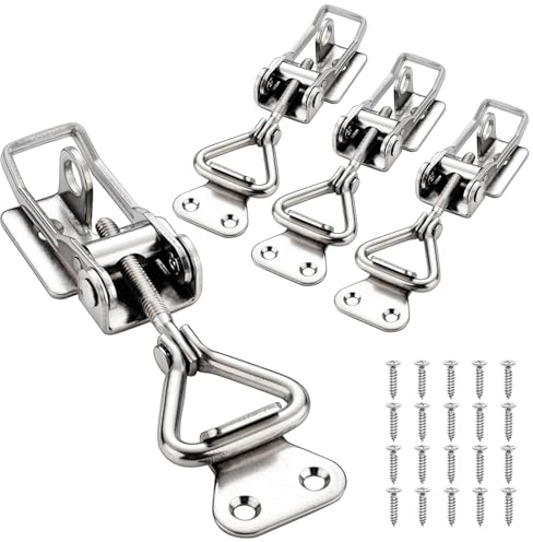 Noaxylic 4 st justerbart spaklås med 20 skruvar, spaklås, 304 Hasp Clip Clamp Handverktyg Snabbspänne, Justerbar Säkerhet för Skåp, Dörr, Lådor