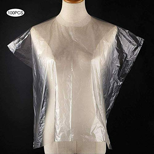 Keenso Delantal de Salón de Capa de Corte de Pelo Impermeable para Herramientas de Peluquero Casero 100 Uds Delantal de Peluquero para Teñir el Cabello