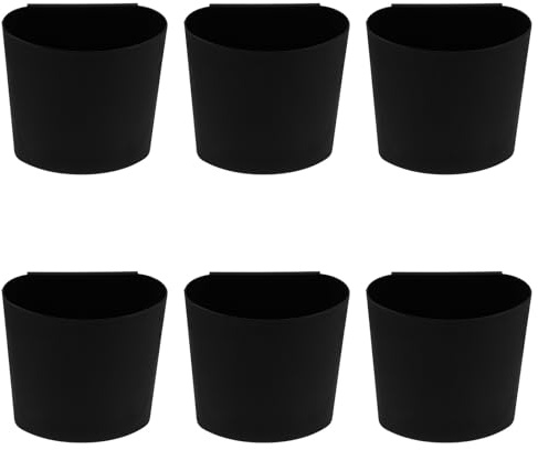 SHINEOFI Juego de 6 Cestas Colgantes Pequeñas de Almacenamiento para Carrito Ruedas Material PP Negro Portavasos Colgante y Accesorios para Organización en Cocina Salón y Comedor