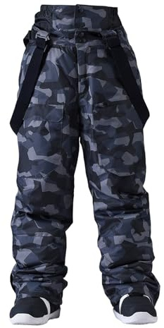 Pantalones de esquí impermeables para hombre, pantalones cálidos para snowboard y esquí alpino, resistentes pantalones con diseño de camuflaje protección térmica para clima frío, monos prácticos, azul