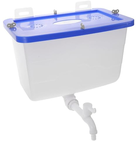 IWOWHERO Tanque de Agua de Pared para Baño de Plástico, 12.5 L Capacidad Media, con Grifo y Tapa, Diseño Cuadrado Reforzado, Montaje Fácil para Uso en Salones y Ducha Tradicional
