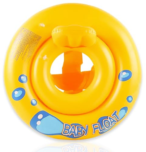 KEELYY Simring baby, gul simstol för barn, uppblåsbar simring simring pool simning ring simhjälpmedel för spädbarn och småbarn
