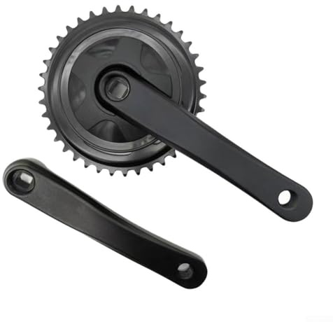 Brazo de manivela y plato de aluminio, juego de bielas de 170 mm compatible con bicicletas plegables y bicicletas eléctricas ligeras (negro 38T)