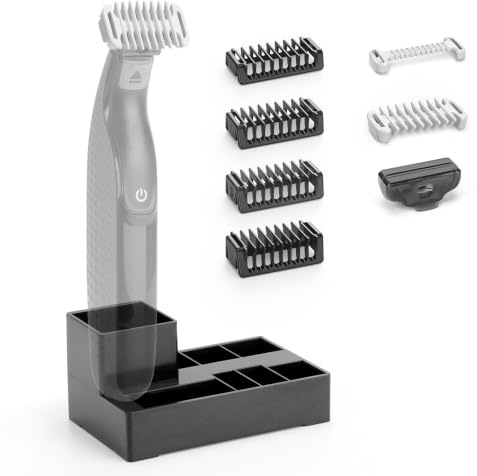 Peines de Protección 1/2/3/5 mm con Soporte, Peine Guía Compatible con OBlade Pro QP2734 QP2824 QP25xx QP26xx QP65xx QP66xx, Soportes para Recortadora (6 Piezas + Soporte) | Para QP2520 QP2630 QP2620 QP2725, Sabot Rasoir, cortapelos y accesorios para recortadora de barba (6 unidades)
