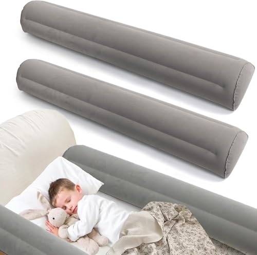 2-Pack Aufblasbar Bettgitter Rausfallschutz Bettschutzgitter Bett Geeignet | für Alle Betten, Mobiler Aufblasbarer Tragbar Faltbar Boxspringbett für Bett Reise Baby Kinder Babybett Ältere Erwachsene