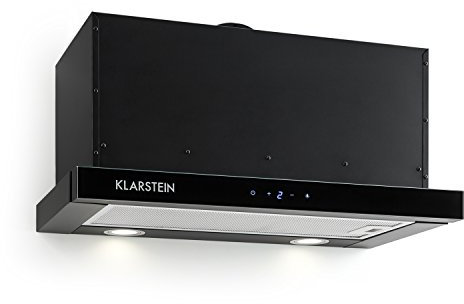 Klarstein Vinea Substructure Cooker Hood - Kitchen Extractor Fan, Extractor Hood, Pull-Out Flat Screen Hood, Air Output Up to 610 m3/h, 2 Interchangeable Dishwasher-Proof Grease Filters, Black