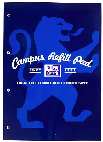 Oxford Campus, MEGA 300 Pages A4 Lined Paper Refill Pad with Margin, Navy, Pack of 1