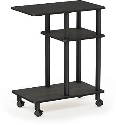 Furinno Beistelltisch mit Rollen für Sofas, Holz, Espresso/Schwarz, 29.49 x 50 x 56.79 cm