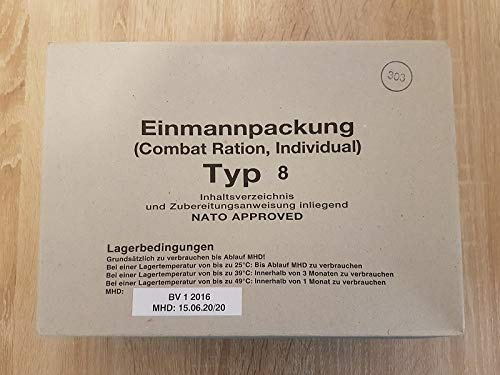 Armee BW Bundeswehr EPA MENÜ 8 MRE Essen Camping EINMANNPACKUNG Army Food Ration