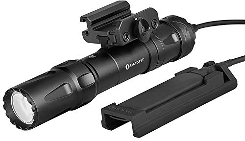 OLIGHT - Linterna táctica recargable Odin de 2000 lúmenes montada en carril Picatinny, con interruptor de presión a distancia, alcance de haz de luz de 300 metros, alimentada con batería 21700 de 5000 mAh, Negro