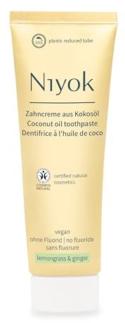 Niyok® Zahncreme aus Bio Kokosöl Zitronengras & Ingwer (75ml) • Natürliche Zahnpasta für weiße Zähne • Intensive Pflege & Frische • Schützt das Zahnfleisch • Ohne Fluorid & Vegan