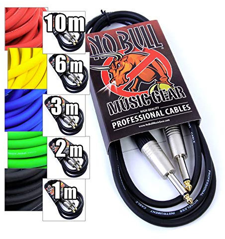 No Bull Premium Guitar/Instrument Cable (Black, 6ft / 2m, Straight Plugs) - Achieve a Cleaner Signal via a Heavy Duty Pro 1/4 Jack to Jack Noiseless Mono Lead