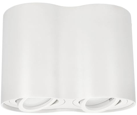 EDO Adjustable Double Round Surface Mounted Ceiling Spotlight White SKAND 2 - Modern Aluminium GU10 Downlight - Ceiling Light for Living Room, Kitchen, Hallway, Bedroom, Office