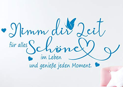 timalo® Modernes Wandtattoo Wohnzimmer Spruch Nimm dir Zeit für alles Schöne im Leben | 75035-Schwarz-M-100x44