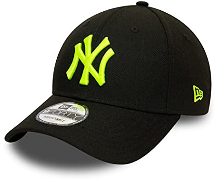 New Era New York Yankees MLB Pop Logo Black Neon Yellow 9Forty Adjustable Snapback Cap - One-Size
