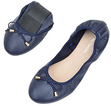 ERLINGO Ballerine da donna pieghevoli con fiocco, arrotolabili, per matrimoni e feste, Marina Militare, 37 EU