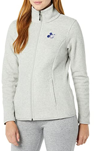 Amazon Essentials Disney | Marvel | Star Wars | Princess Women's Long Sleeve Polar Fleece Full-Zip Mock Outerwear Jacket, Happy Mickey, Large