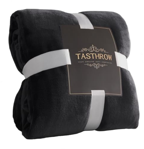 TASTHROW Kuscheldecke, Weiche Fleecedecke Sofaüberwurf, 150x200cm | Weich und Warm Tagesdecke Wohnzimmerdecke Couchdecke (Schwarz)
