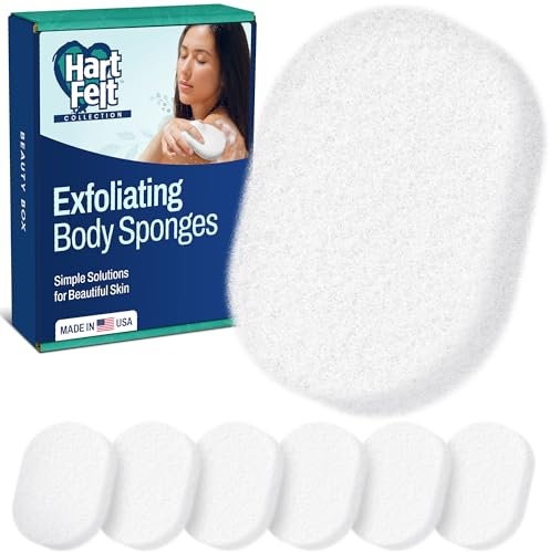 HartFelt 7 Pack Body Exfoliation Beauty Box with Body Wash Scrubber | Super Soft Exfoliating Bath Sponges for Shower Women & Men | Chemical-Free Bathing Sponge Set for Dead Skin Removal | Gift Box