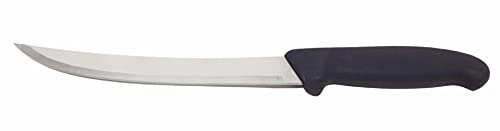 8” Black Breaking & Butcher Knife, Curved - Razor Sharp Blade - Cozzini Cutlery Imports