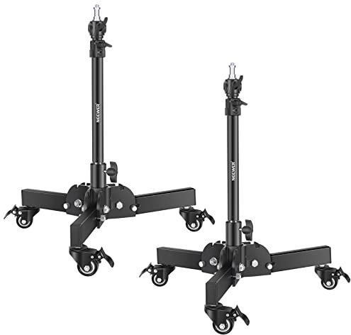 NEEWER Pack of 2 Heavy Duty Light Stands with Wheels, 2.4 Feet Max. Height, Foldable Tripod Stand for Low Angle Shooting, Light Stand for Softbox, Monolight and Other Photography Equipment, ST72