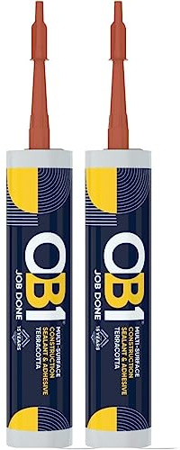 OB1 Multi-Surface Construction Sealant & Adhesive, Excellent Chemical Resistance, Water Resistant, Weather Resistant, (Terracotta Twin Pack)