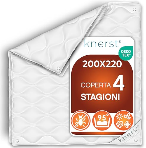 KNERST 4 Jahreszeiten Bettdecke 200x220, Ganzjahresdecke, Made in EU | Sommerdecke und Übergangsdecke kombinierbar, Ganzjahresdecke, Steppdecke, waschbar, allergikergeeignet, OEKO-TEX