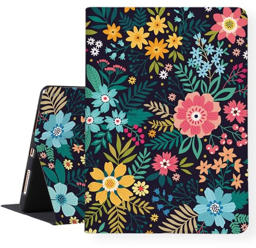 LI-LOVE Case for iPad A16 11 inch 2025 (11th Gen), iPad 10th Generation 10.9 inch 2022, Soft TPU Flower Folio Stand Cover Adjustable Angles Auto Wake Sleep Smart Case