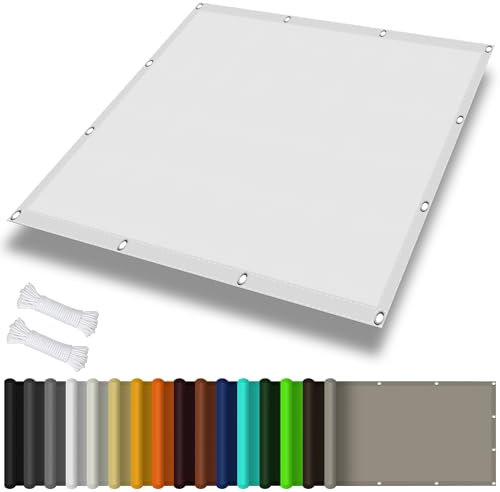 Tenda da Sole Rettangolare 4 x 8 m Impermeabile, Rettangolare Vela Ombreggiante Parasole con Occhielli Protezione Raggi UV 98% per Arredo Esterno Giardino, Bianco
