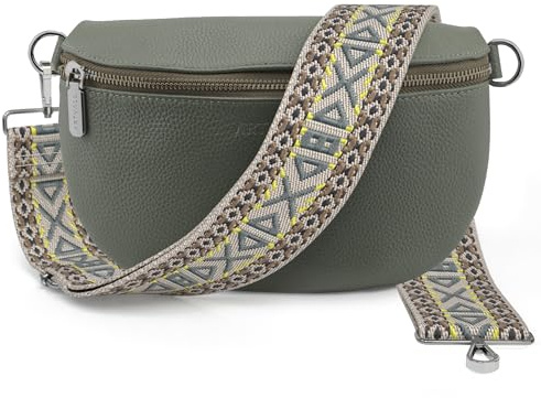 Artvall - Umhängetasche Echtleder Tasche Handtasche Leder Bauchtasche Klein mit Schultergurt Design Taschenband abnehmbar verstellbares Riemen Crossbody Bag Echt Ledertasche Damen mit Reißverschluss