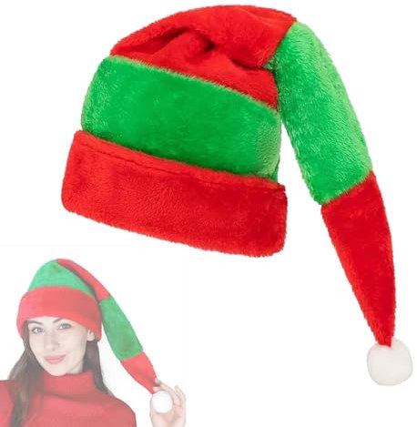 Xiwhuua Gestreifte Weihnachtsmützen,Plüsch-Weihnachtsmannmütze - Weihnachtsmütze Weihnachtsmütze | Neujahrsmütze, Foto-Requisiten, gestreifte Mütze, Weihnachtsmütze, Plüschmütze mit Pompon