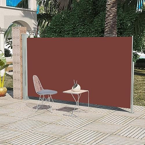 Somanki Ausziehbare Seitenmarkise, Sichtschutz Terrasse, Windschutz Balkon, Vertikalmarkise, Balkon Seitensichtschutz, Balkon Sonnenschutz, 160x300 cm Braun