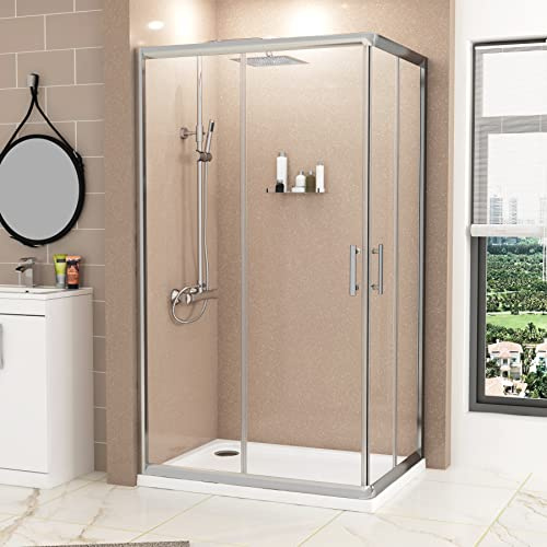 Plaza 1000 x 700mm Corner Entry Shower Enclosure Rectangular 6mm Glass Reversible Cubicle Double Sliding Door
