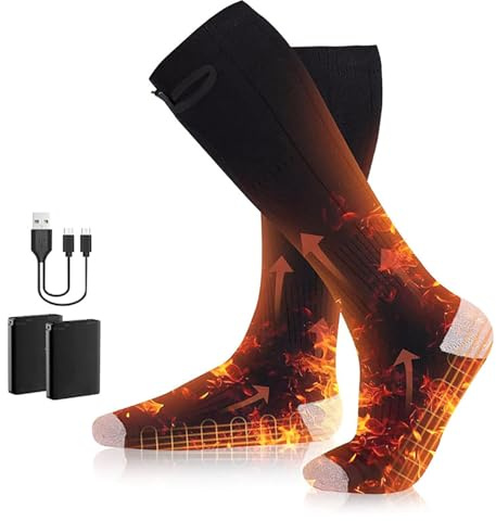 Calcetines calefactores, batería recargable Calcetines calefactores para hombres y mujeres, ideal para esquí al aire libre, campamento de invierno, senderismo