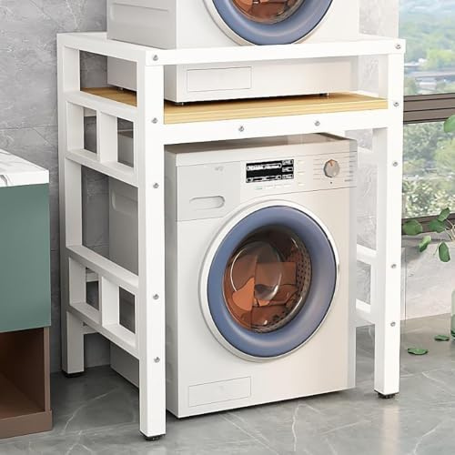 Soporte Lavadora Secadora,Armario Lavadora Secadora,Estanteria Lavadora,Armario Para Lavadora De Tambor,Mueble Lavadora Secadora Exterior,Mueble Encima Lavadora,Para Baño, Cocina(White/brown)