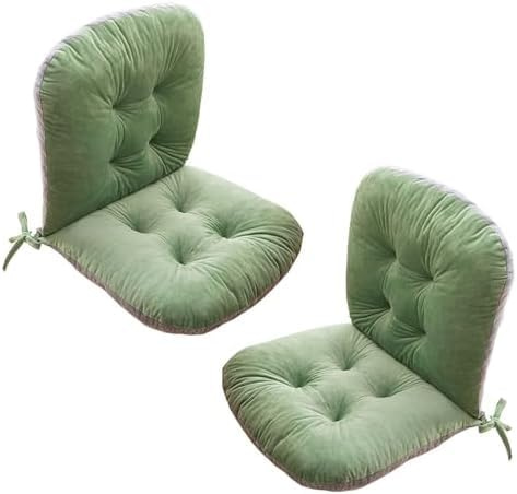 ZGantrix Stuhlkissen mit Rückenteil Sitz, Rückenkissen mit Bänder, Niedriglehner Auflage Polsterauflage Gartenstuhl, Polsterauflage Auflage für Stühle Bänke in Haus und Garten,2 Pack Grün