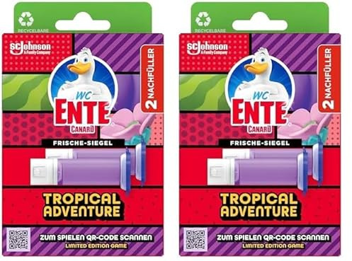 WC-Ente Frische-Siegel Nachfüller, körbchenloser WC-Reiniger, Tropical Adventure Duft, 2er Pack (2 x 36 ml)