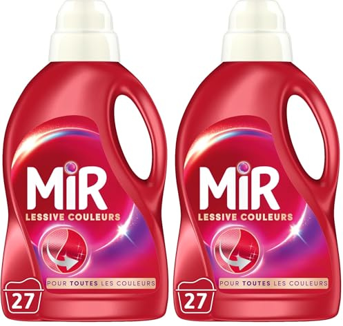 Mir Lessive Liquide Couleurs Main & Machine Formule Unique 3en1, 1.35L (Lot de 2)
