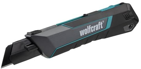 wolfcraft Cutter con lama a spezzare PRO SAFETY, 25 mm - 4291000 - Cutter professionale ultra affilato con ottimale ergonomia per sinistrorsi e destrorsi
