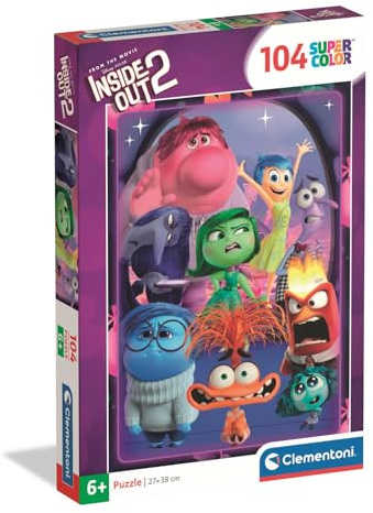 Clementoni - Puzzle per Bambini 104 Pezzi Supercolor, per Bambini 6+ Anni, Illustrazione Disney Inside Out 2, Idea Regalo, Made in Italy, 27x38 cm, 25072